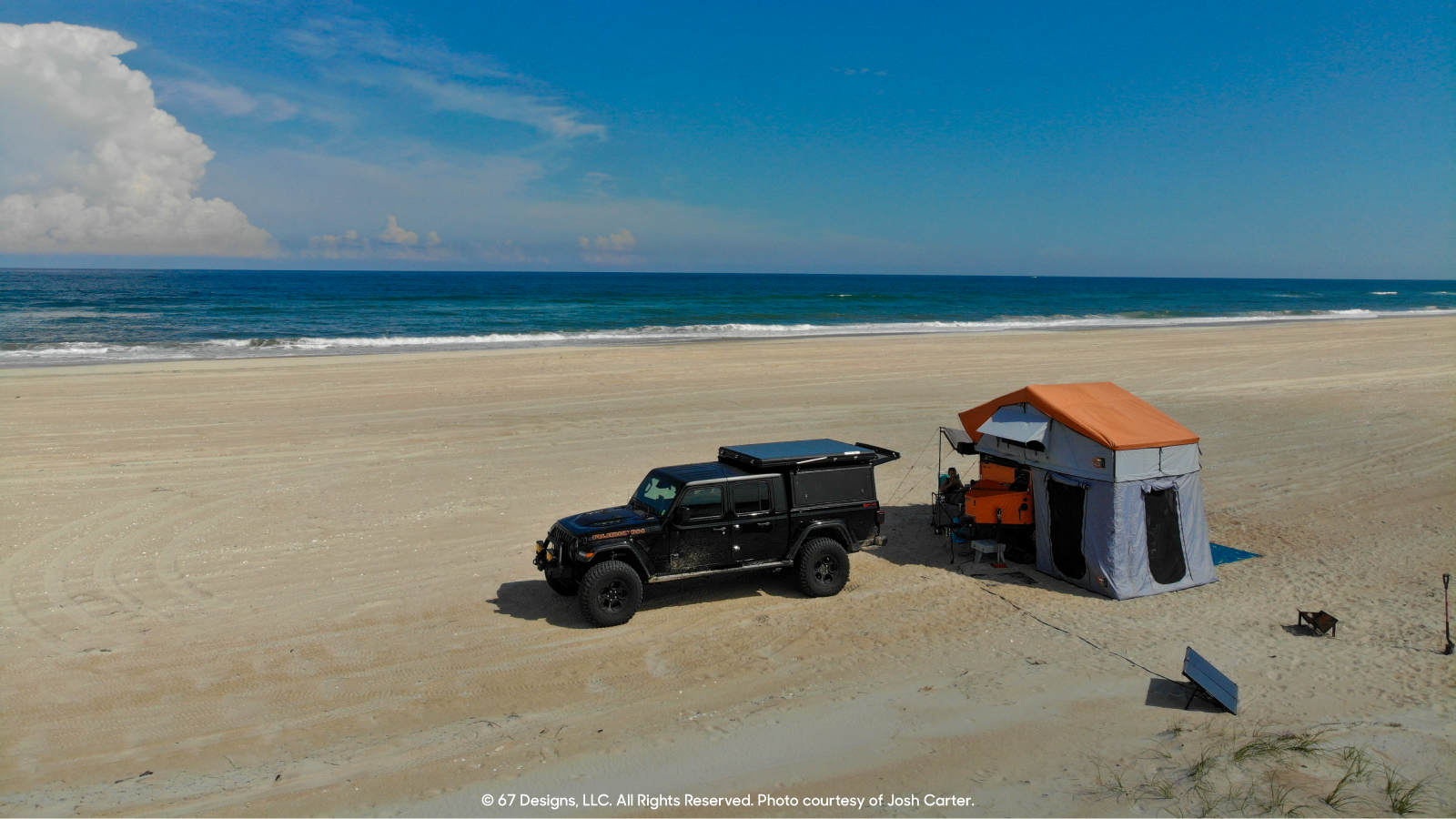 Vehicle set up on the beach