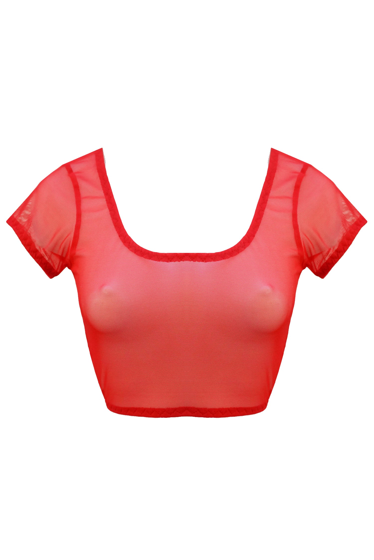 red mesh crop top