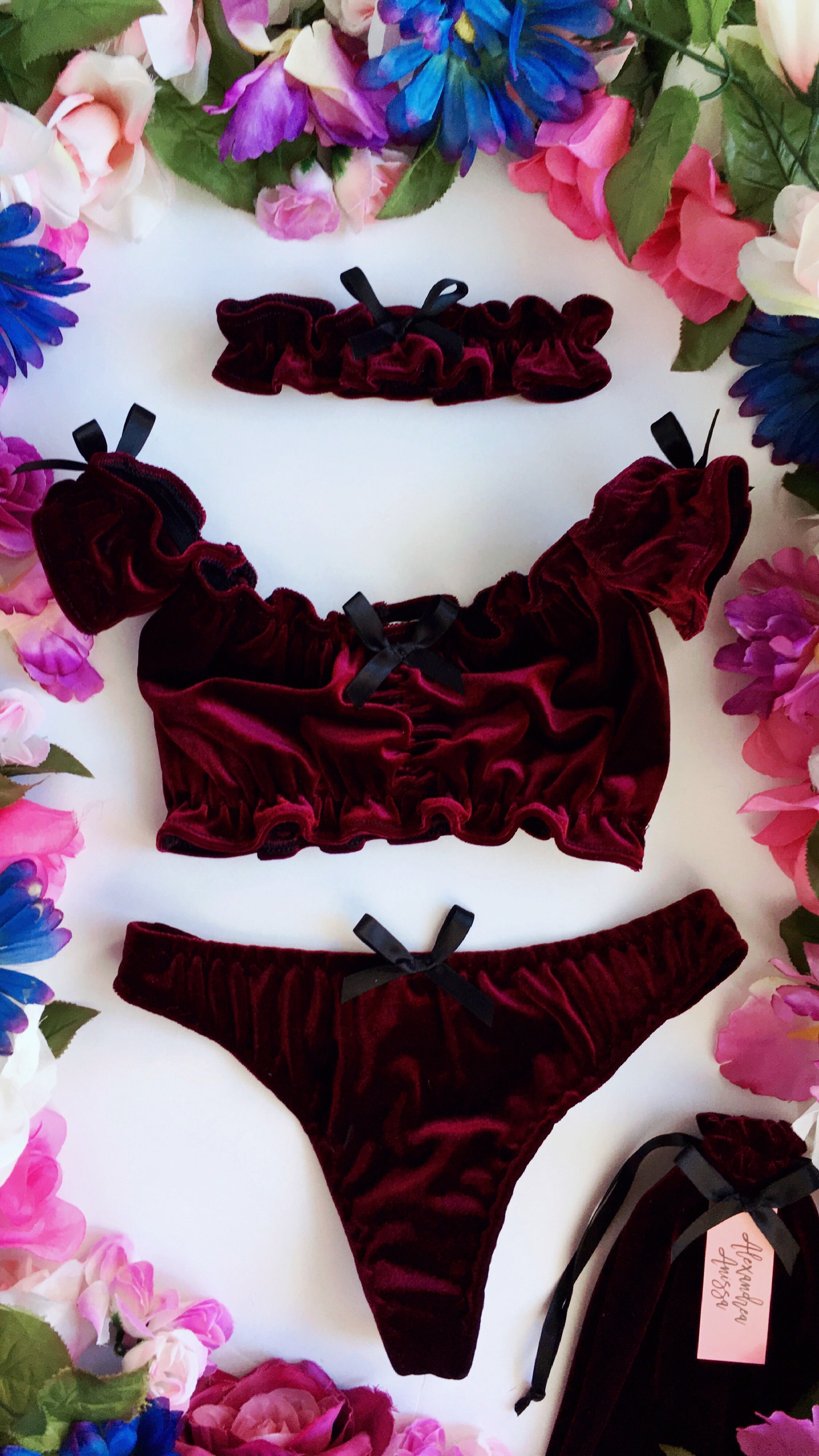 erotisch Verdorren variabel Velvet Lingerie Set - Burgundy – Alexandrea Anissa