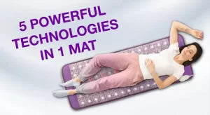 a woman laying on the best low emf pemf mat from sparklemats