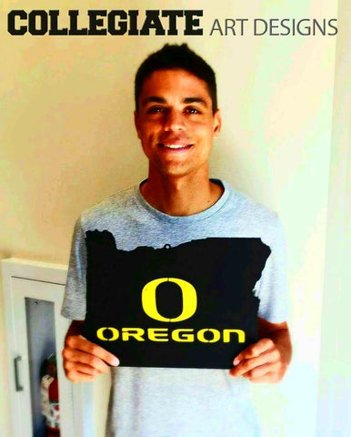 Matthew Centrowitz Black on Yellow Powdercoated O Oregon State of Oregon Metal Art