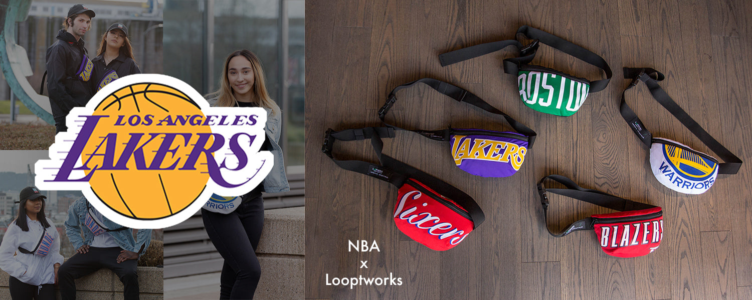 Upcycled product collection made from LA Lakers jerseys