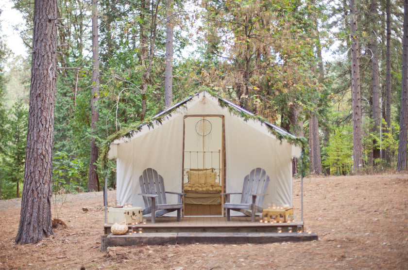 Glamping Tent Honeymoon Inntown Campground Boho Bohemian Forest Wedding Pigment & Parchment Northern California 