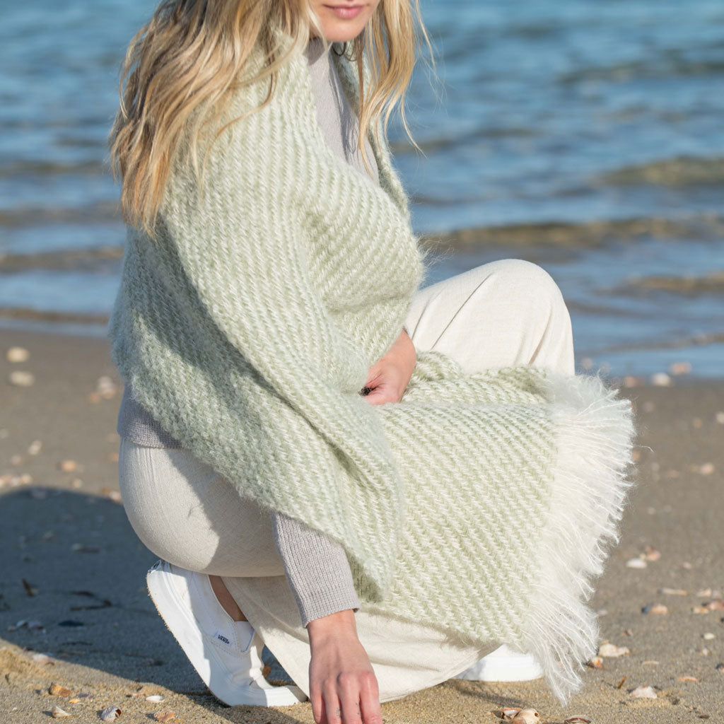 Sage Green Handwoven Mohair Wrap – Nantucket Looms