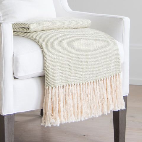 Ivory and Blue Striped Handwoven Cotton Throw – Nantucket Looms