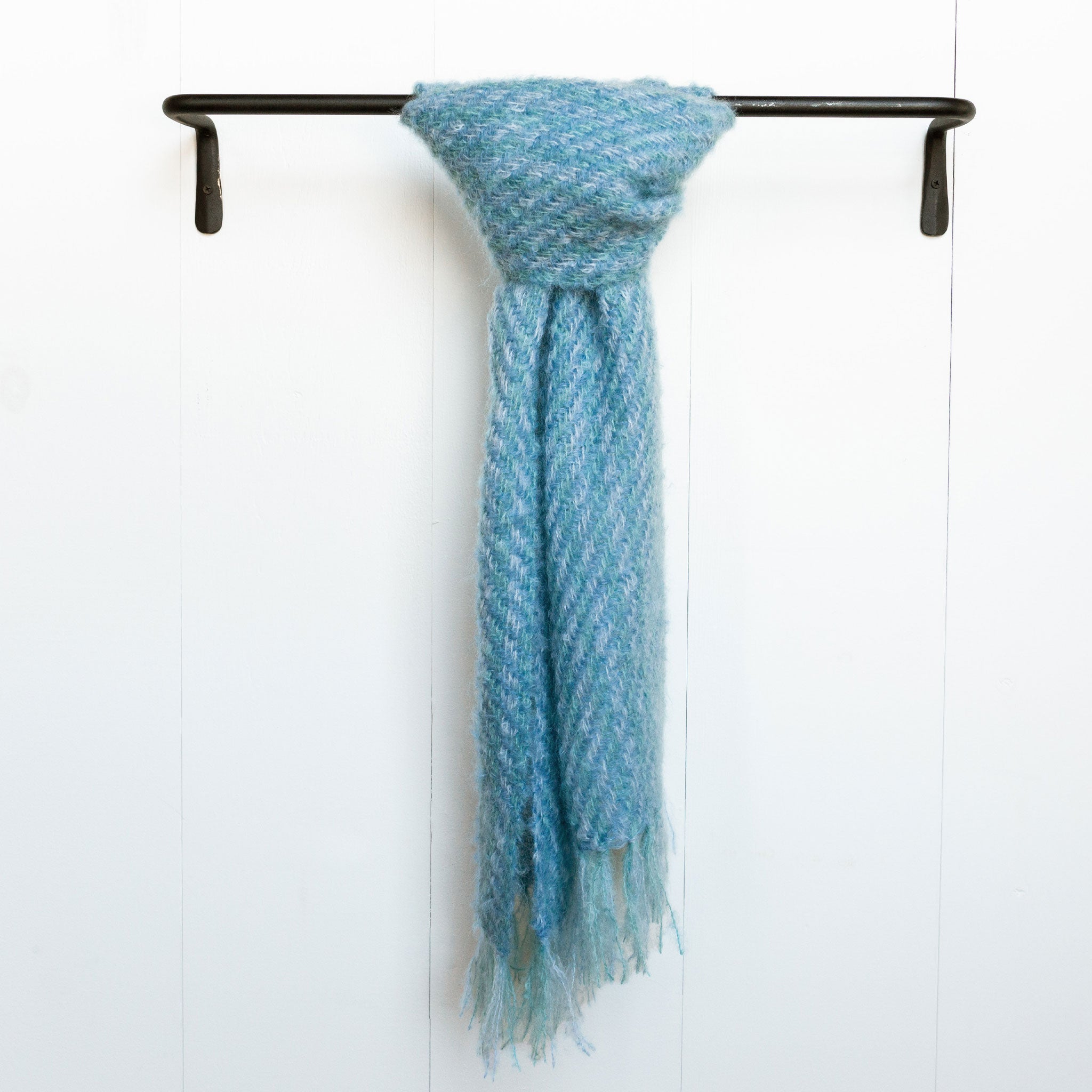 High Seas Blue Handwoven Mohair Scarf