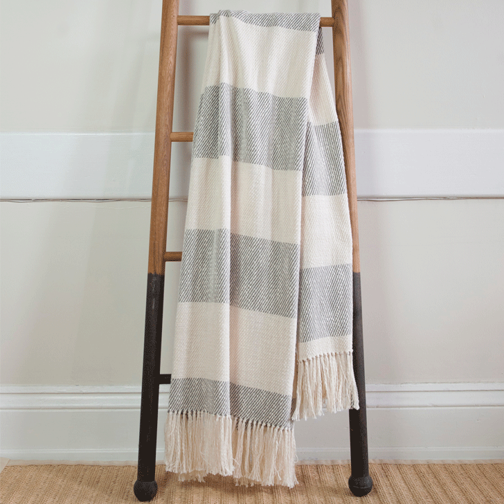 Gray & White Cabana Stripe Handwoven Cotton Throw – Nantucket Looms