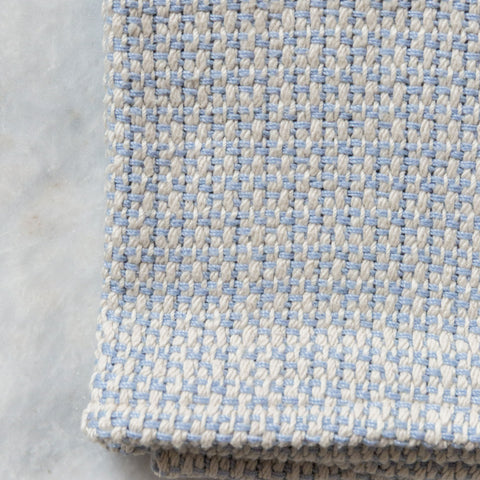 Hand-Loomed Cotton Kitchen Towels, Set of 2: Blue Pinstripe - Amsha