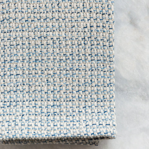 Hand Woven Hache Dish Towels | Blue Gray & White Stripes with Border