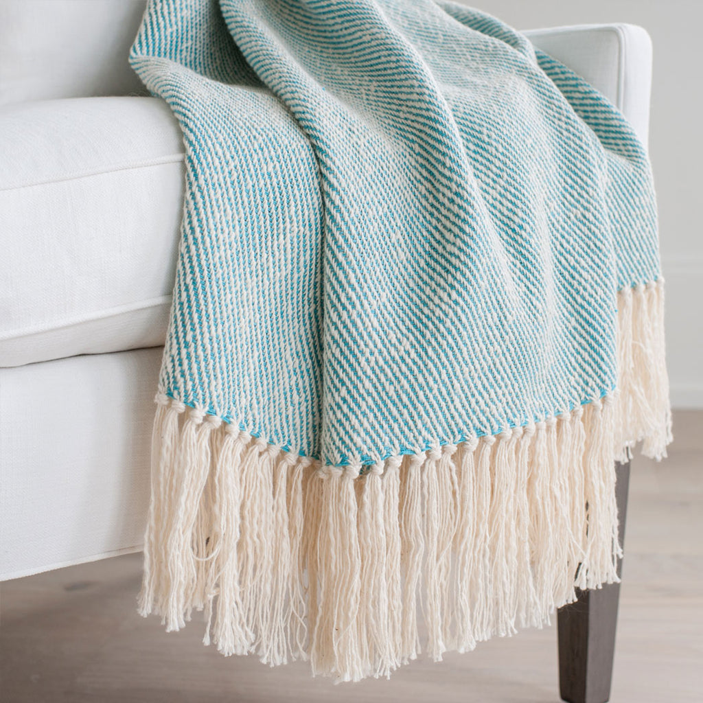 Mermaid Turquoise Handwoven Cotton Throw – Nantucket Looms