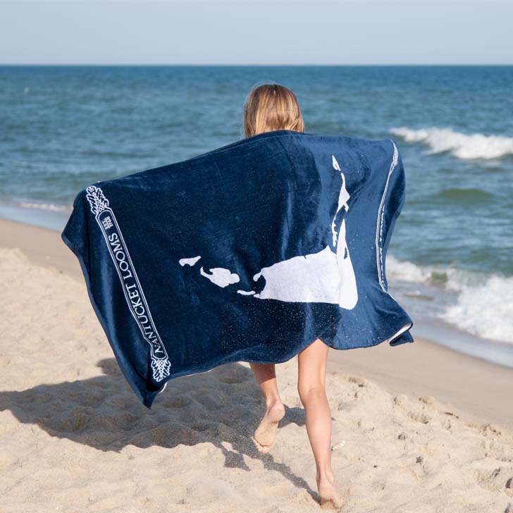 Navy Nantucket Looms Signature Towel