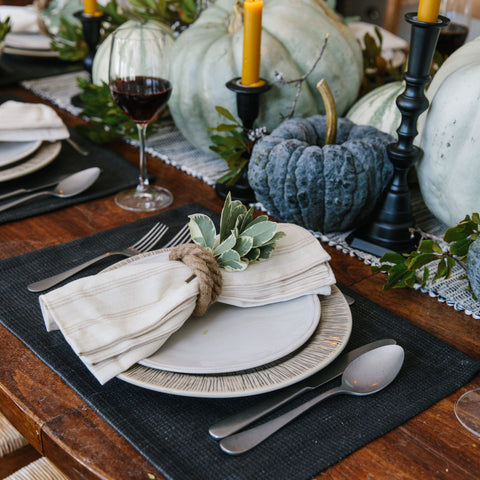 Gray and White Pinstripe Cotton Napkin – Nantucket Looms