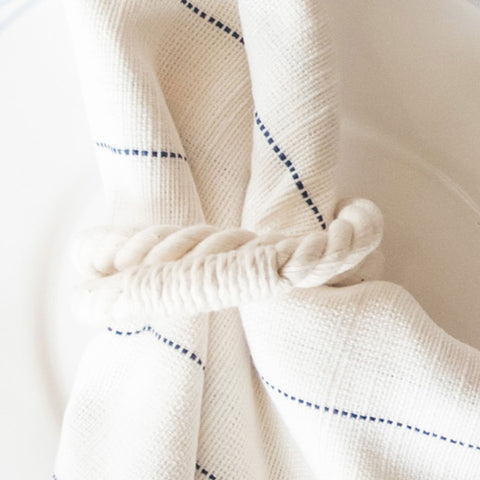New! Italian Organic Cotton Kitchen Tea Towel In White Woven Cotton With  Classic Blue Stripe. — Domestica