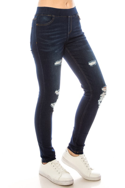 Distressed Denim Jeggings 