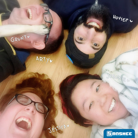 Sanshee Family Photo, but we're on the floor.