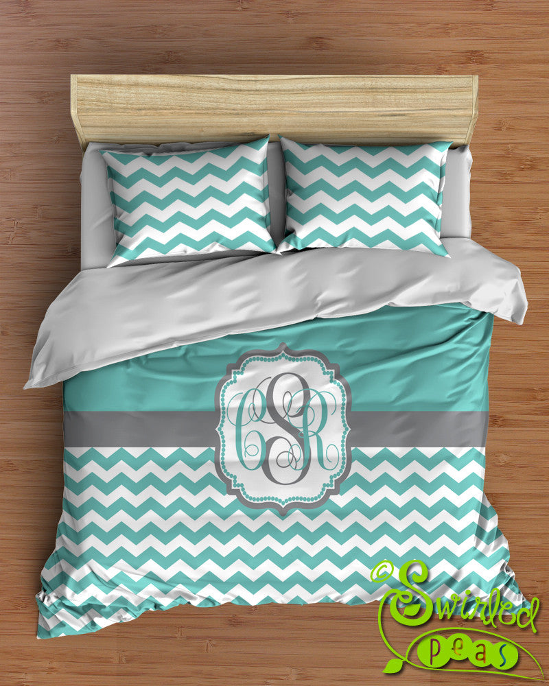 Comforter Or Duvet Bed Set Chevron Personalized With Name And