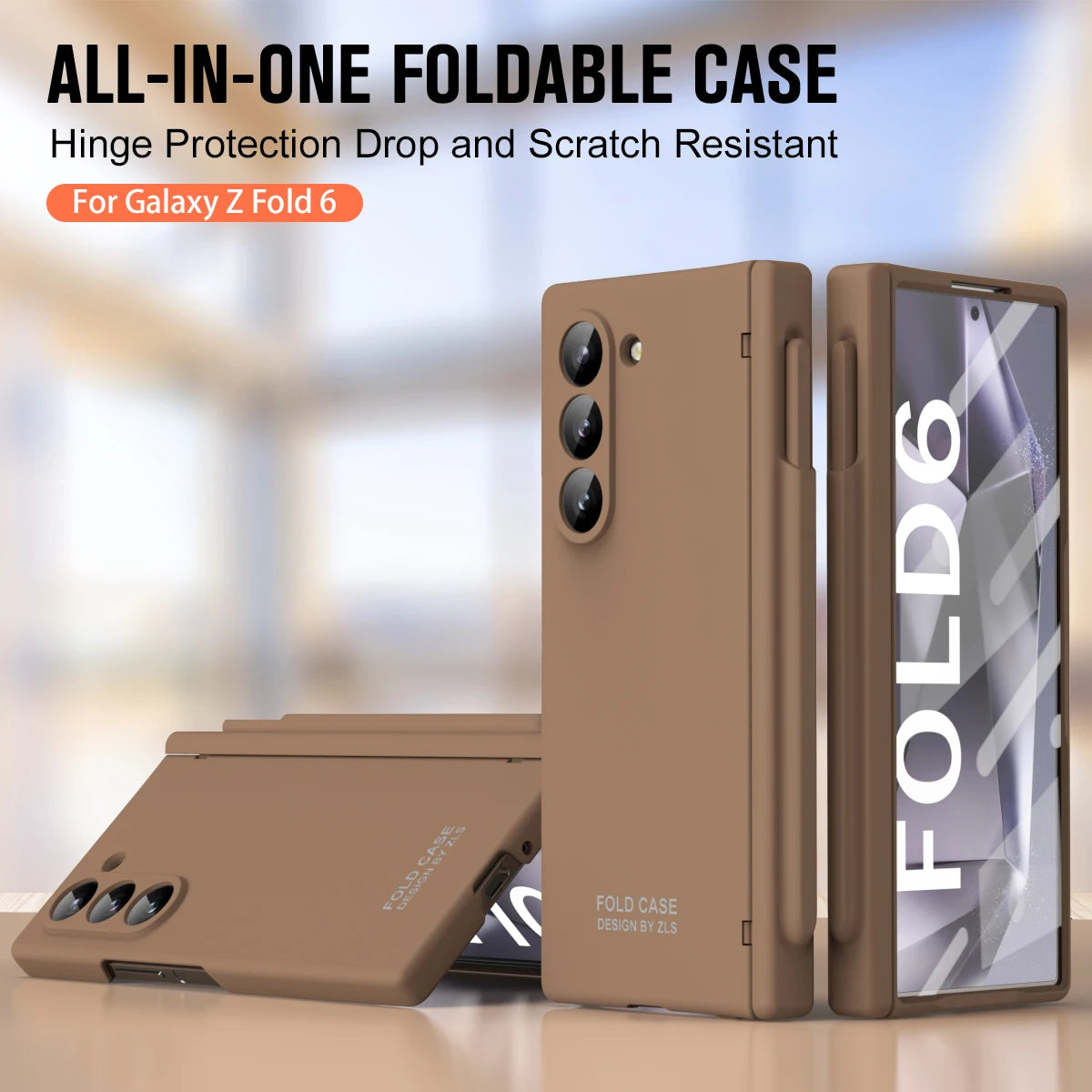 Skin-Friendly Matte Folding Case for Samsung Galaxy Z Fold 6, 5, 4, and 3 - Free Pen & Tempered Film