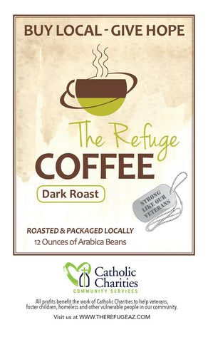 Refuge Coffee 100% Arabica Whole Bean Dark Roast Blend 12 oz