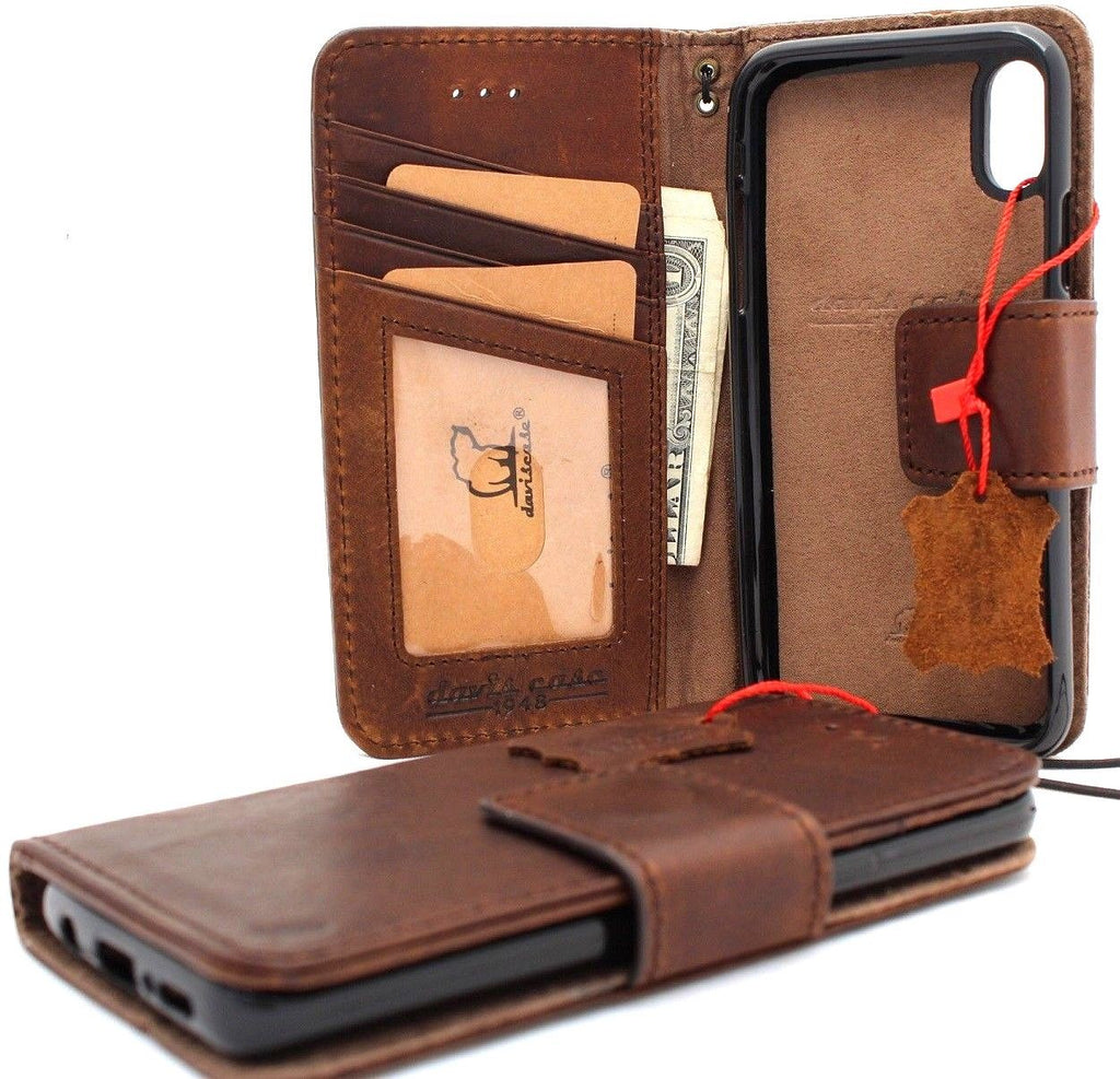 Genuine real leather for apple iPhone XS MAX case cover wallet credit – DAVISCASE