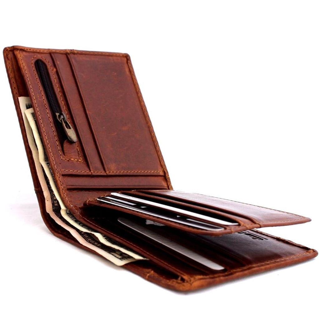 Men's Full Leather Wallet 8 Credit Card Slots 1 id Window 2 Bill Secti ...