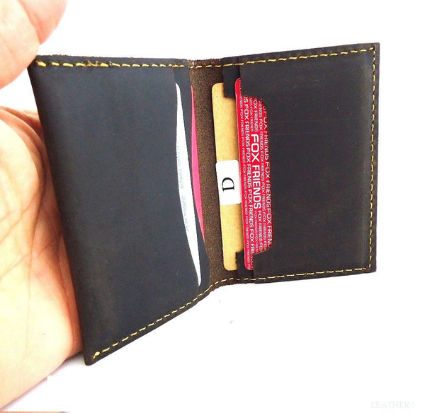 Men&#39;s Full Leather Card Case 4 Slots 2 Slip Pockets Bifold Back Pocket – DAVISCASE