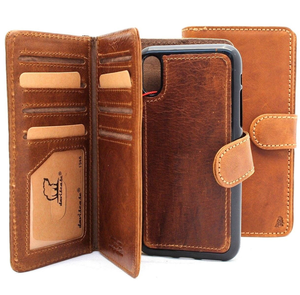 Genuine Real Leather For Apple Iphone Xr Case Cover Wallet Credit Hold Daviscase 6758