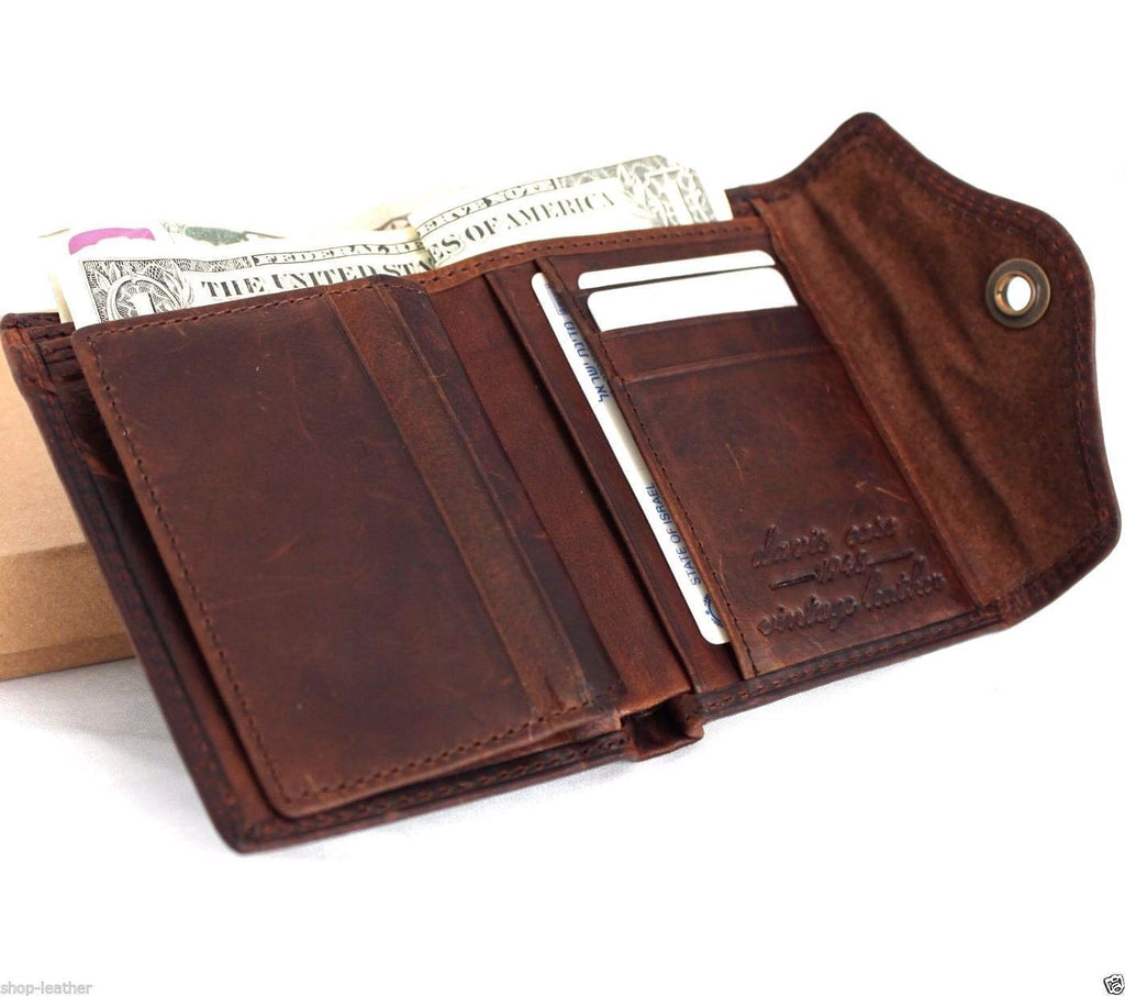 Men's Full Leather Wallet 6 Credit Card Slots 2 id Windows 2 Bill Comp ...