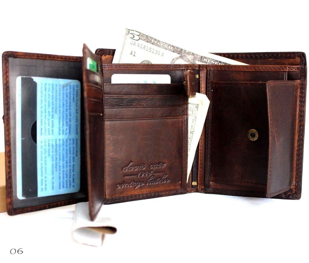 Men's Genuine Vintage Leather Wallet Italian Natural Skin Coin Money P ...