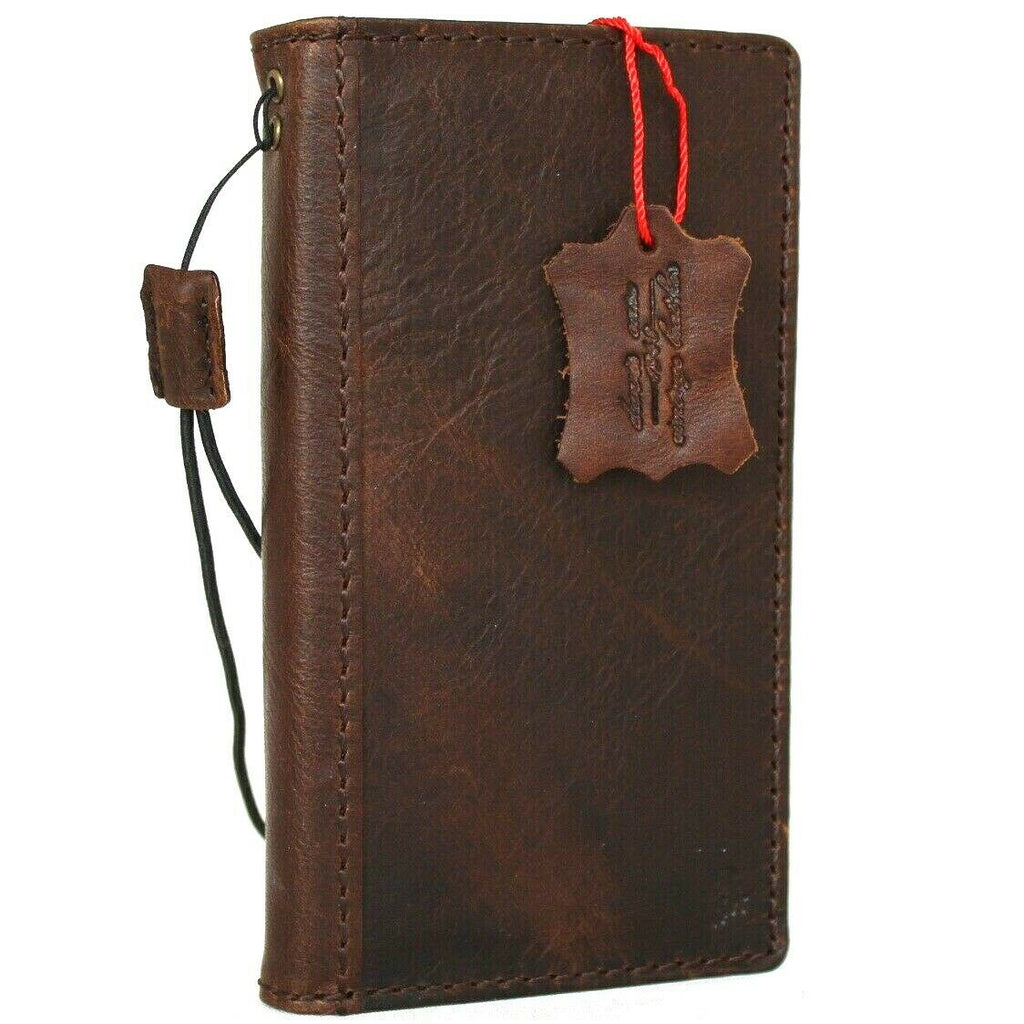 Genuine Dark Natural Leather Case For Apple Iphone 12 Mini Wallet Vint Daviscase
