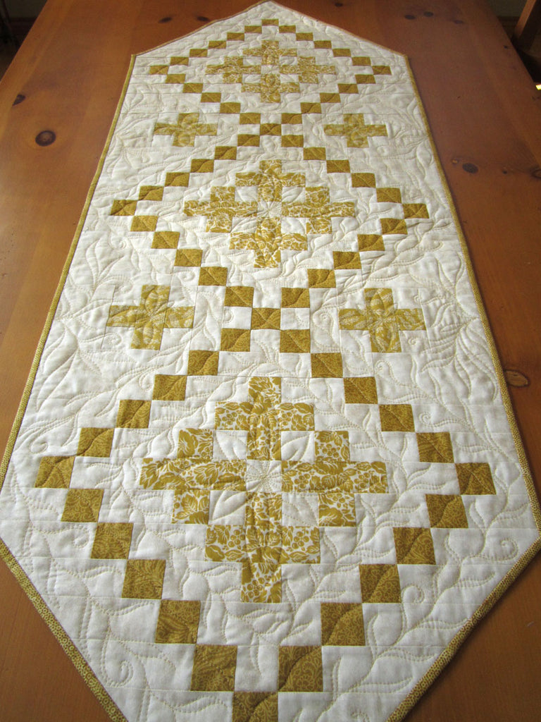 cream and gold table runner