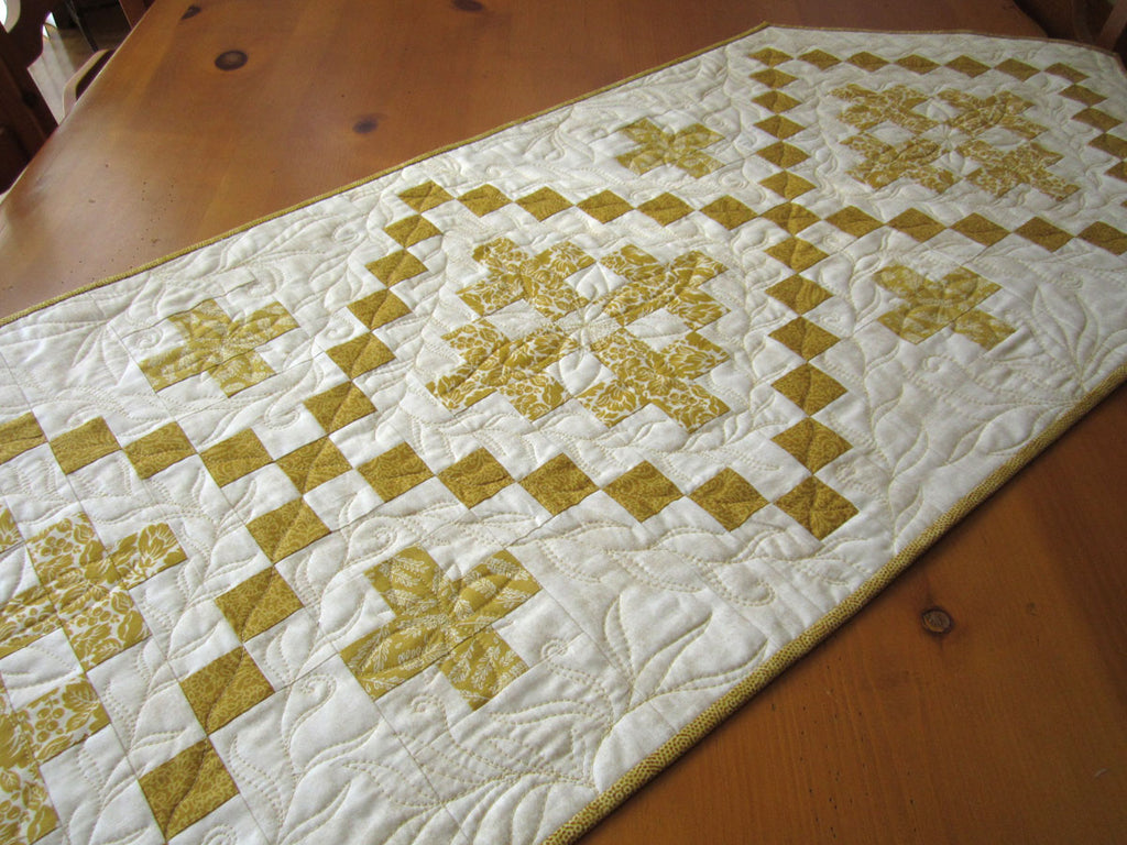 cream and gold table runner