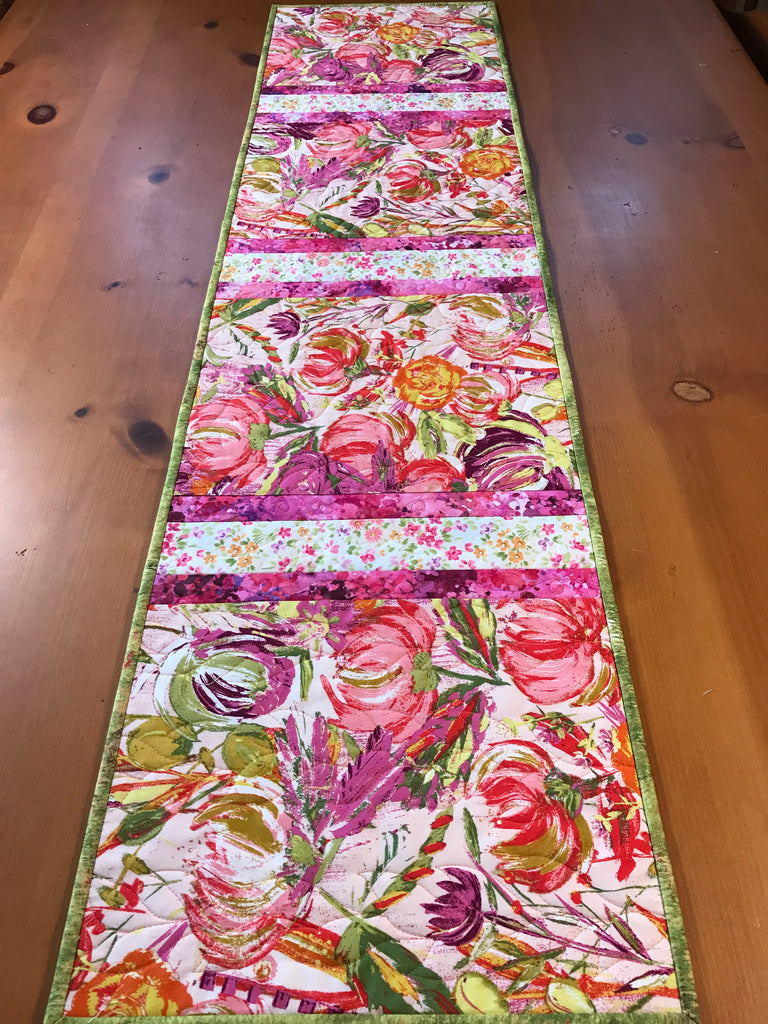 Handmade Table Runner Pink and Purple Floral – Patchwork Mountain