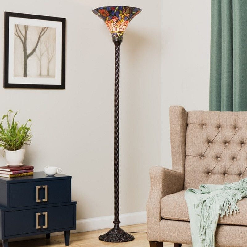 Tiffany Style PS185+BB75B Rose Torchiere Floor Lamp Stained Glass ... - ... Warehouse of Tiffany Style Stained Glass Rose Torchiere Floor Lamp  PS185+BB75B
