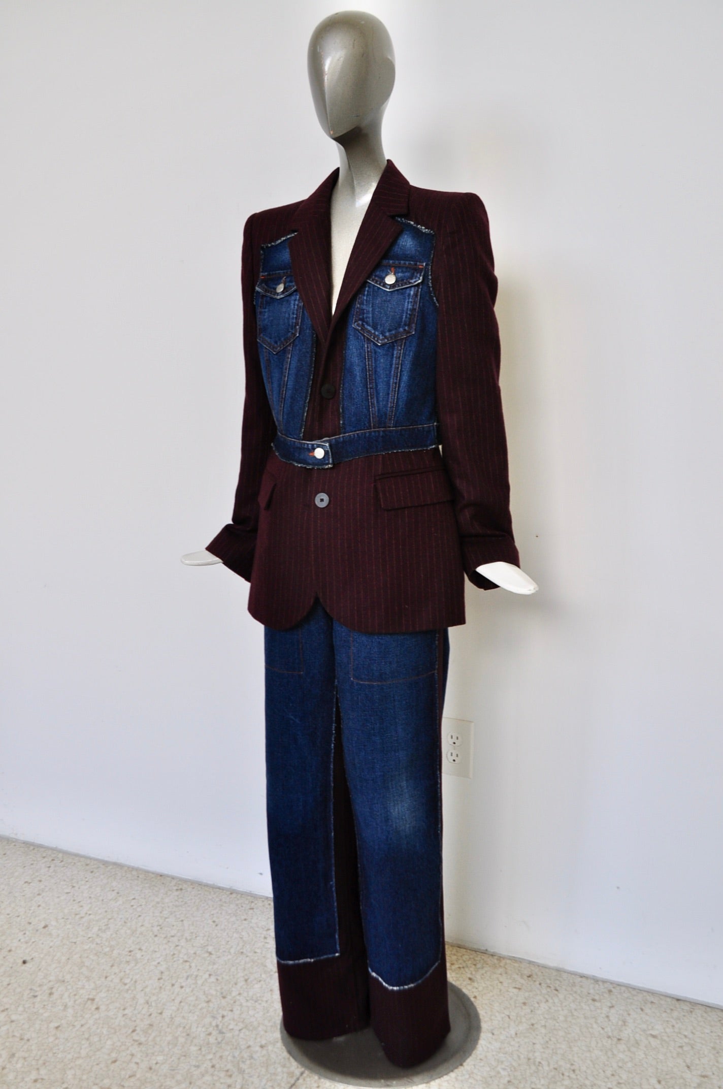 Jean Paul Gaultier pin striped /jeans suit late 80s – Vintage Le Monde