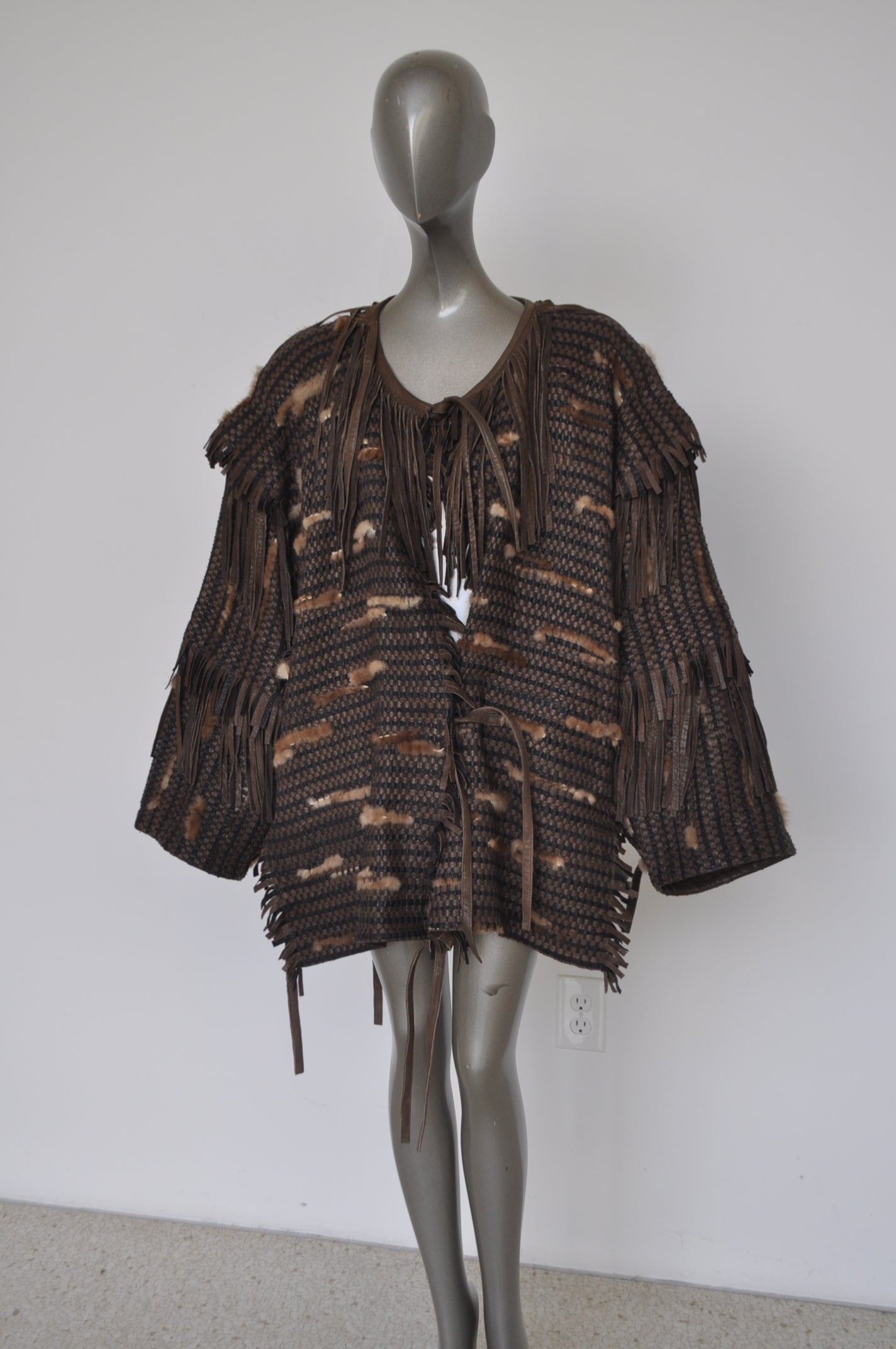 Issey Miyake Plantation collection leather knit cardigan super