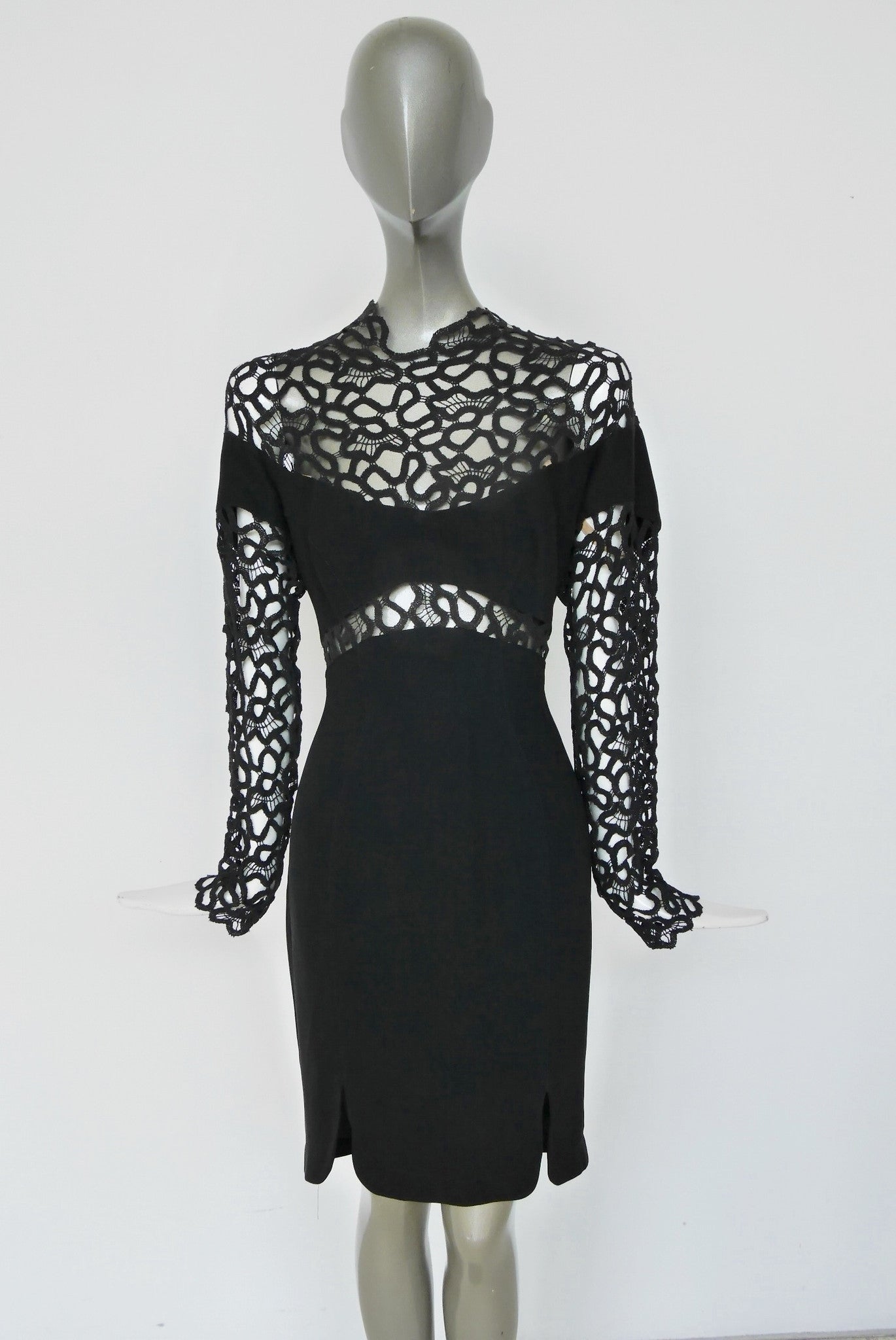Thierry Mugler avant garde dress with crochet bust and sleeves ...