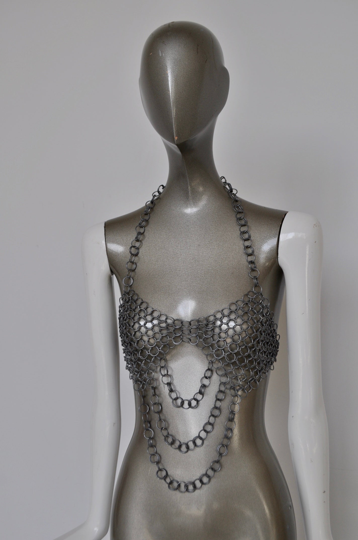 Metallic mesh bra