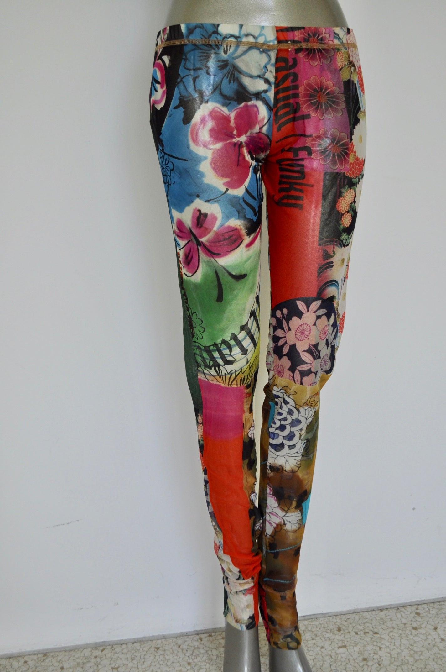 John Galliano sheer leggings with floral print late 90s – Vintage