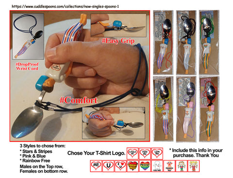 Fun Spoons - Children, Elderly and Disabled love them. Balanced, Easy Gripping, Comfortable with drop proof wrist cord.