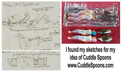 Sketches and the finish product - Cuddle Spoons