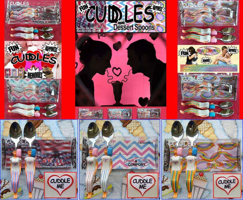 Cuddle Spoons 3 sets - Stars & Stripes, Pink & Blue and Rainbow Free.