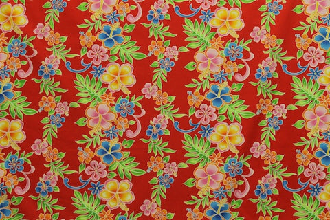 Hawaiian Leis Border Red Fabric – Islands Fabric