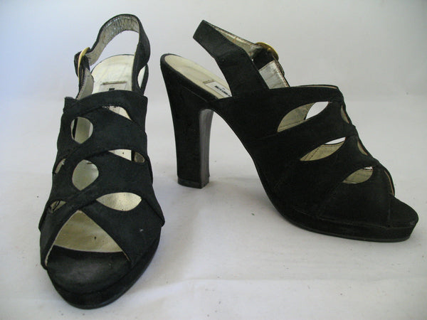 Womens Shoes BLACK SLINGBACK STRAP OPEN TOE High Heels SHOE | TropicalFeel