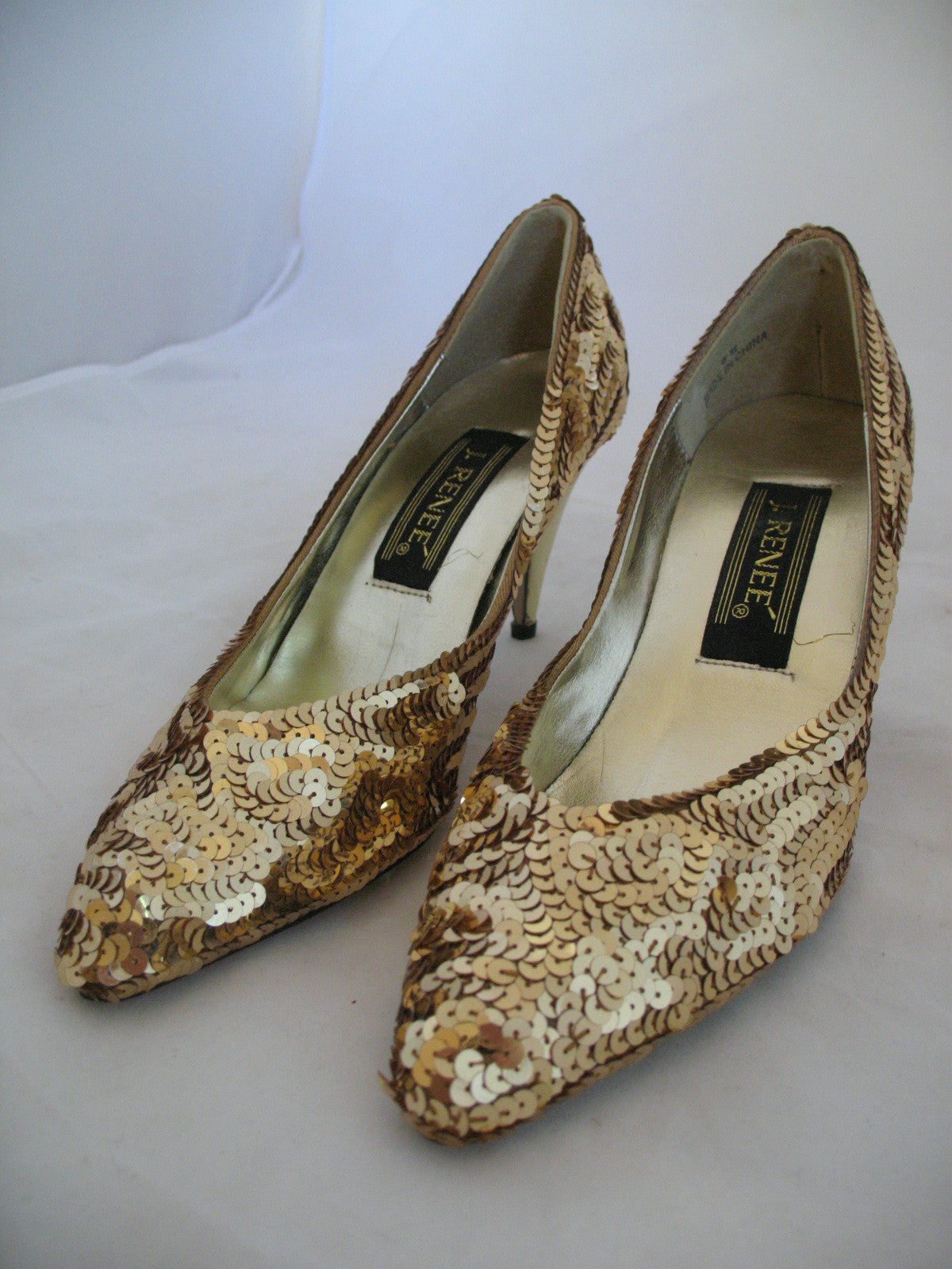 J.RENEE Womens Gold Sequin Shoes High Heels Sequins Women Classics 6 M ...