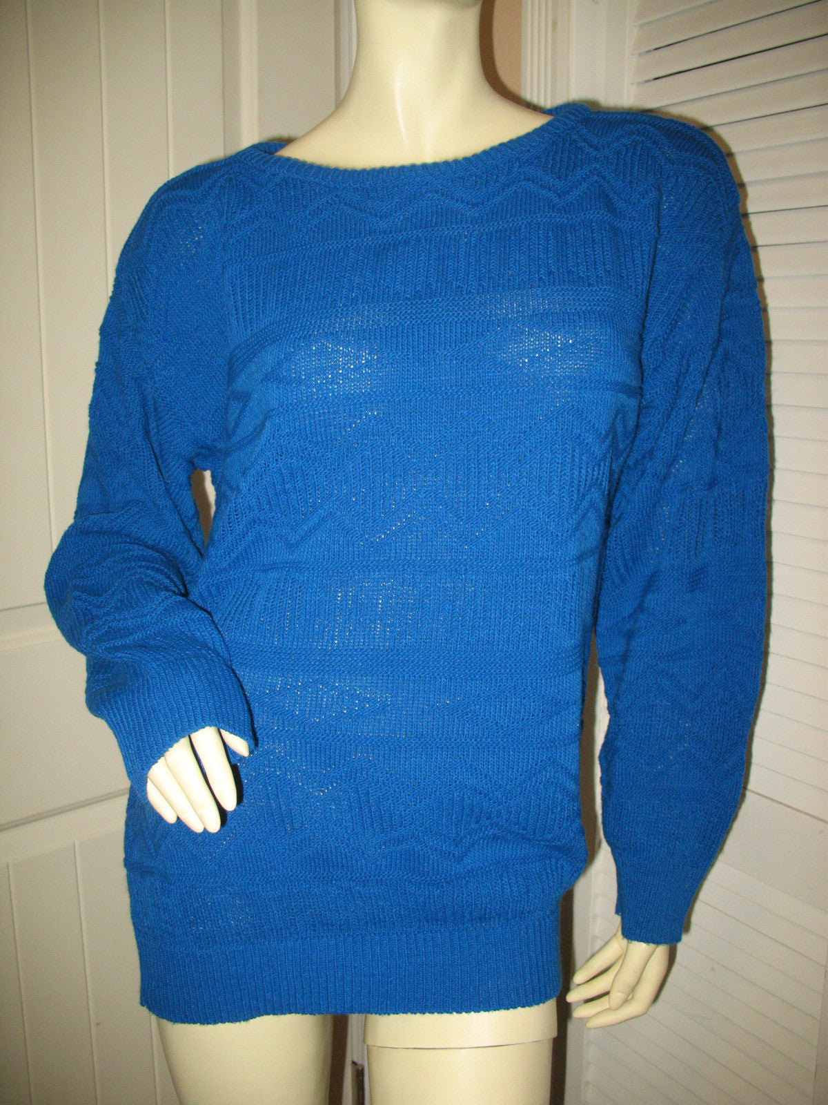 Womens Sweaters Tops AMERICAN PRIDE BLUE Knit Knitted LONG SLEEVE ...