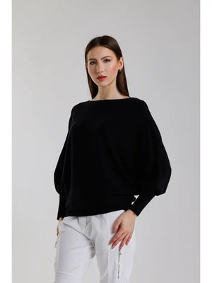 Tees by Tina Mylah Seriously Soft Batwing Sweater in Black - Harper Greer