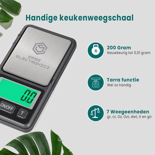 Ease Electronicz Mini balance de cuisine numérique de précision - 0,1 à 200 grammes - 11,6 x 6,1 cm - balance de poche - 2 piles AAA incluses - 03b062bfcfccd61bfafcccb472ba546310a3f292_Enriched_product_image