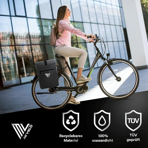 MIVELO Pannier - Sac à dos et bandoulière 3-en-1 - Imperméable et avec compartiment pour ordinateur portable - 20 litres - Noir réfléchissant - 0716d70559a8245fca2a8ac4f6bbe934bce42483_81jBipyfzZL._AC_SX679__1