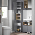 SoBuy Meuble de salle de bains - avec portes et compartiments ouverts - max 35 kg - 30 x 30 x 170 cm - Gris foncé - 0b07d1c40a16d49226d9e425e90fc7cbb436b2f6_BZR147_DG_Y003_1