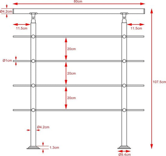Monzana Main courante 80 cm - Avec 4 Barres - Acier inoxydable - 0ec7adc9091bedd9aa79c9ba41ffa20332f25c36_Enriched_product_image_44ebdba9-0d86-4506-8ede-f5f21a356ab9